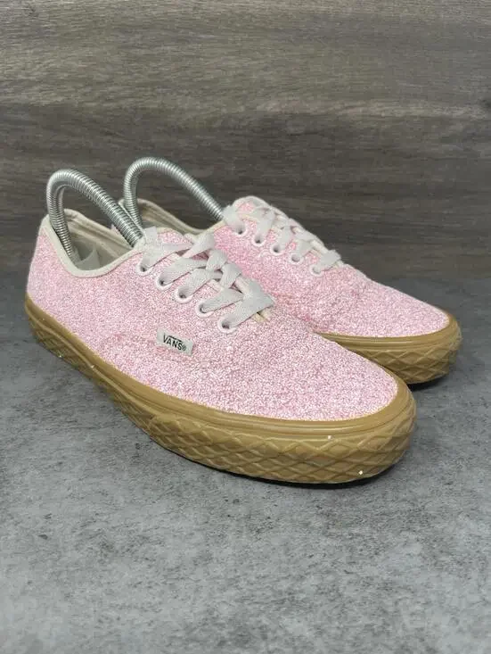 Vans Authentic Pink Glitter Shoes Womens Size 8.5 Gum Sole - Picture 4 of 11